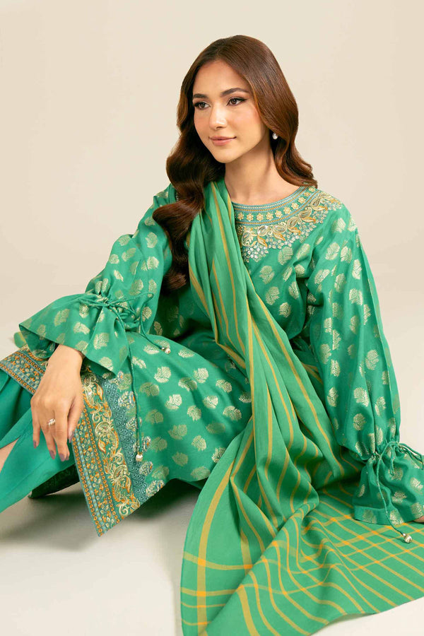 3 Piece - Yarn Dyed Embroidered Suit - 42402166