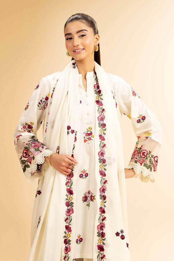 3 Piece - Printed Embroidered Suit - 42501358