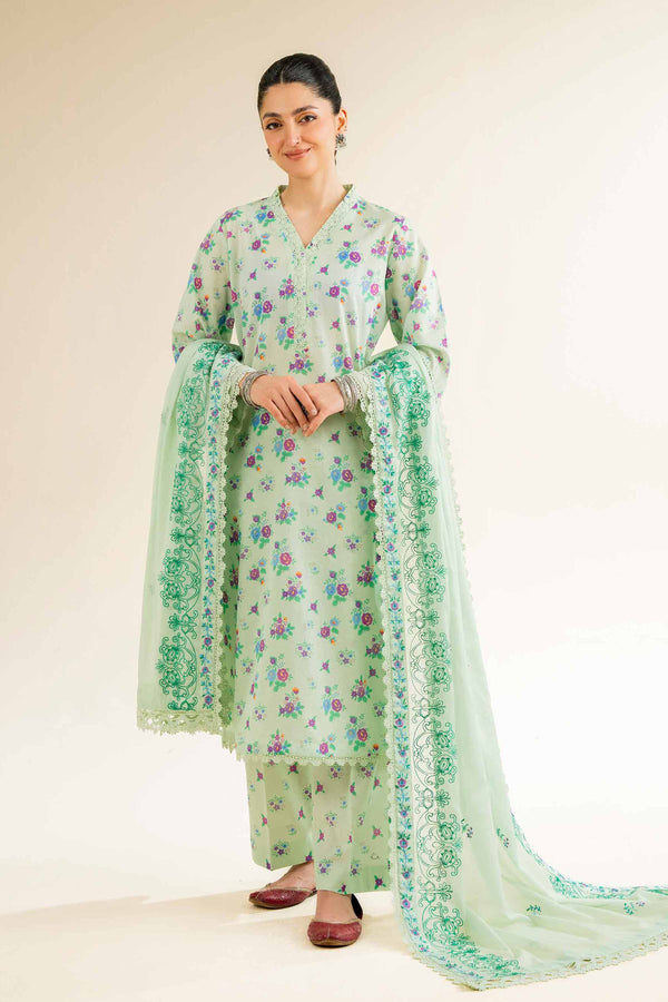 3 Piece - Printed Embroidered Suit - 42501498