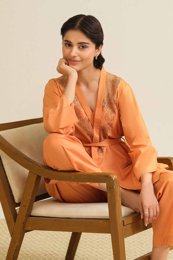 3 Piece - Embroidered Loungewear - KLS25-10