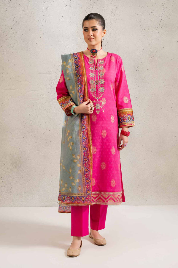 3 Piece - Printed Embroidered Suit - PE25-131