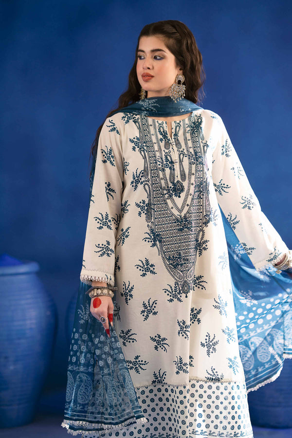 3 Piece - Printed Embroidered Suit - PE25-180