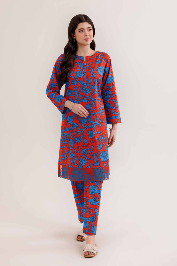 2 Piece - Printed Embroidered Suit - PE25-302