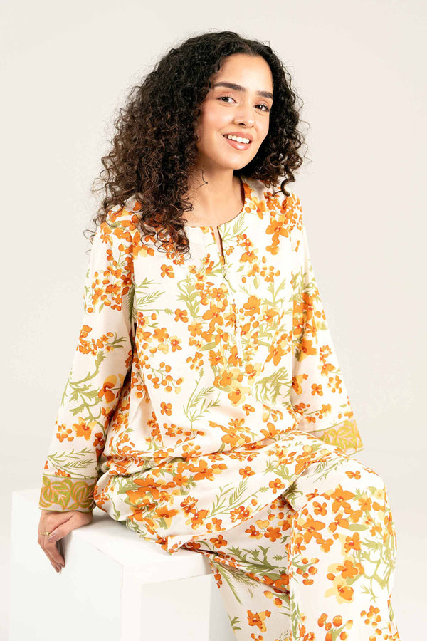 2 Piece - Printed Embroidered Suit - PS25-13