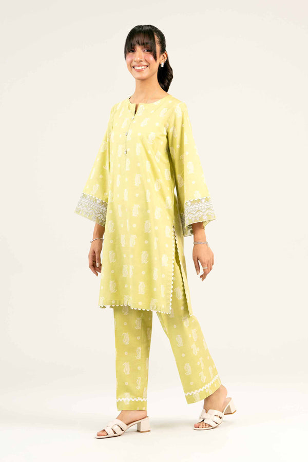 2 Piece - Printed Embroidered Suit - PS25-26