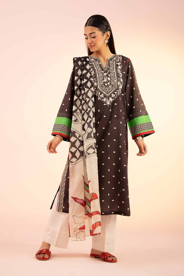 2 Piece - Printed Embroidered Suit - PS25-75