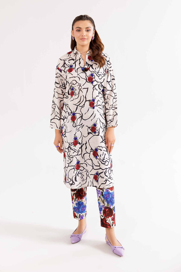 2 Piece - Printed Embroidered Suit - PW24-193